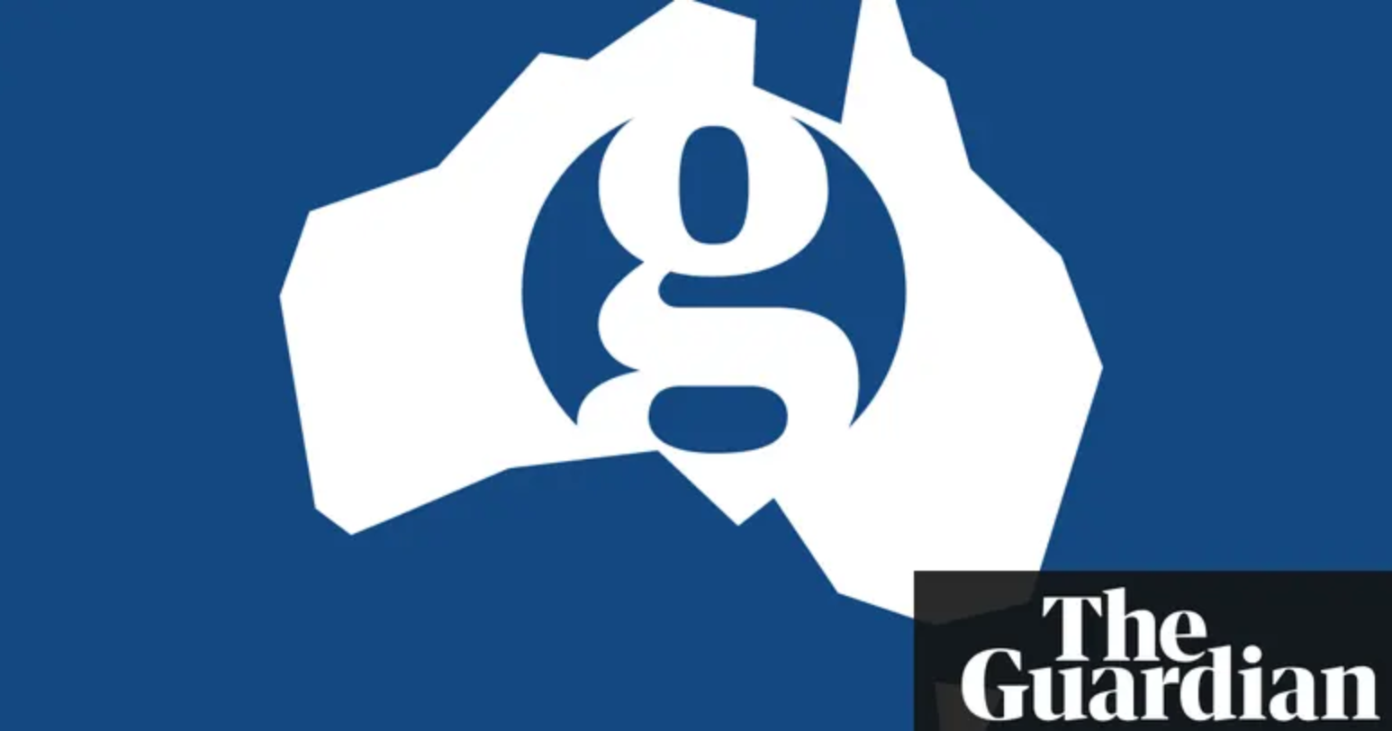 A graphic of The Guardian's logo overlaid on a map of Austral